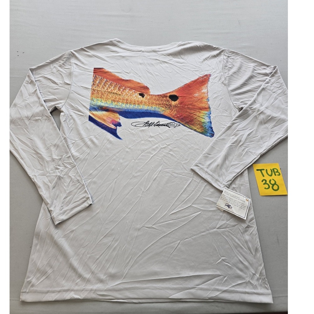 Be A Fish Mens Performance Long Sleeve Shirt UPF 50 Redfish Graphic Gray Small